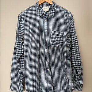 Billy Reid Navy and White Checkered Shirt